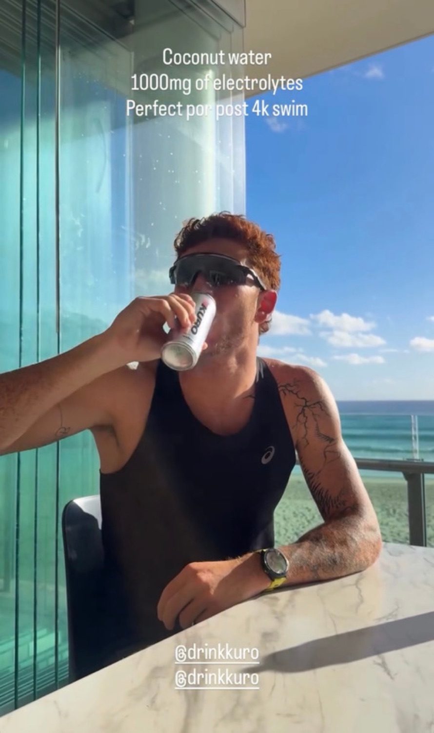 Drinking a KURO by the water